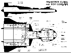 Deckplans for the Nishemani-class 440-ton Corsair (artist Mark Seemann, copyright ©1996, permission to copy and/or distribute for non-commercial use only, see Mark's website http://www.seemann.ms/ for details); click for larger image