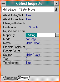 TBatchMove component used for copy / export