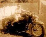 Glenn on Dad's bike, 1949ish