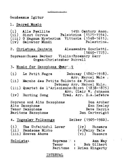 Page 2 of concert programme. Transcription follows.