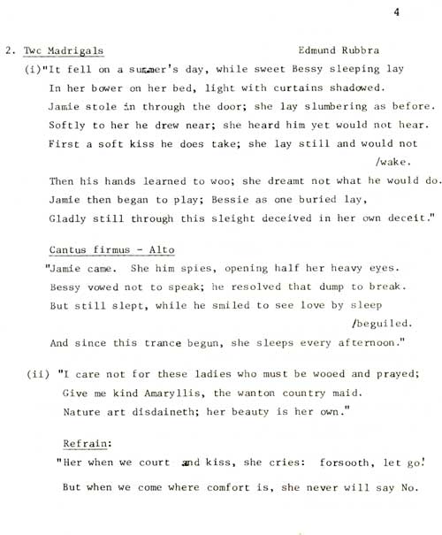 Page 4 of concert programme. Transcription follows.