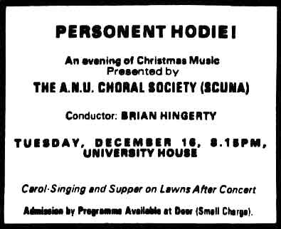 Personent Hodie - Christmas Concert ad: transcription follows