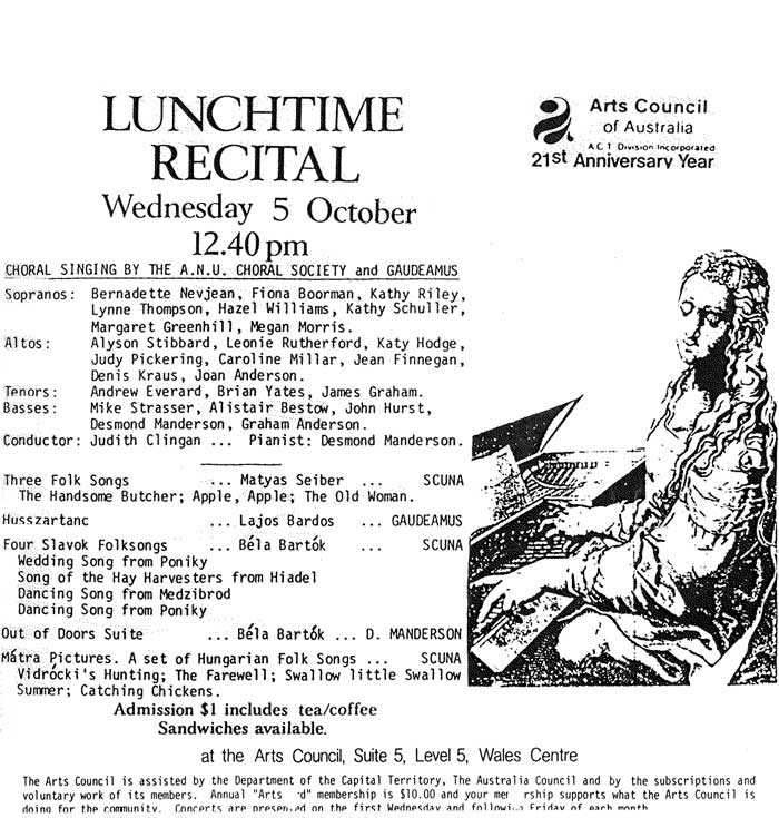 Lunchtime Recital programme. Transcription follows.