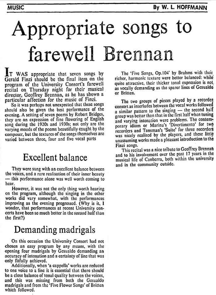 Review of the Farewell to Geoffrey Brennan. Transcription follows.