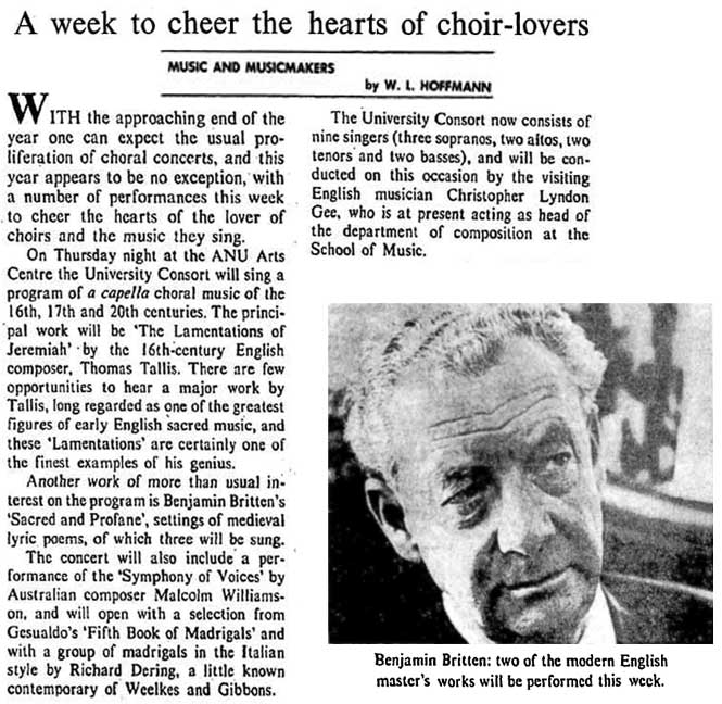 Publicity for the Consort's December 1979 concert