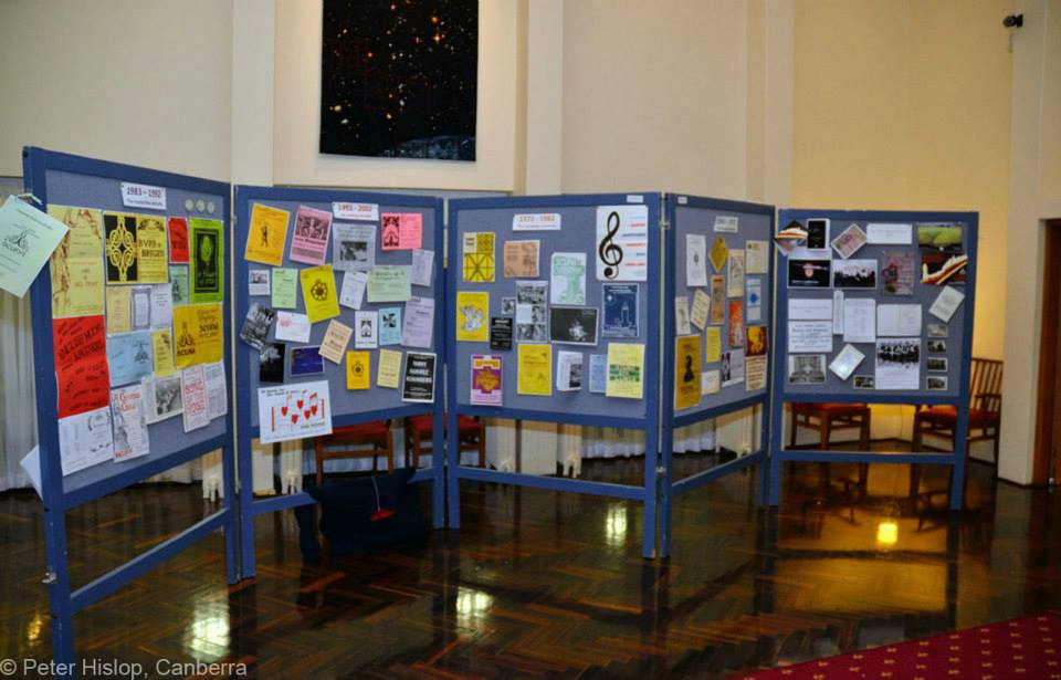 Photo of foyer display of memorabilia