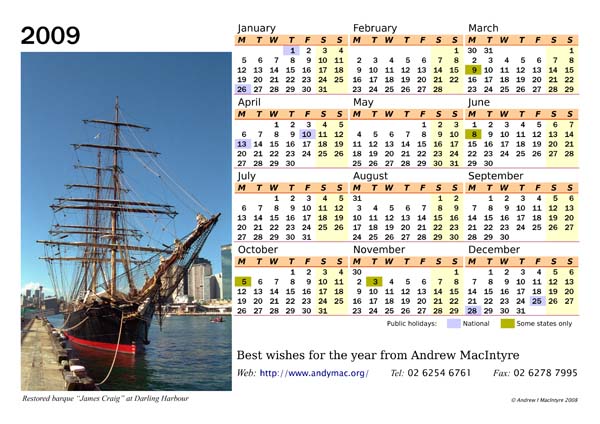 2009 calendar - The &ldquo;James Craig&rdquo;
