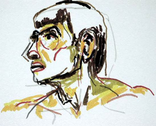 20 minutes, brush pens on paper